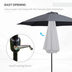 Charcoal grey tilting parasol with manual crank opening mechanism