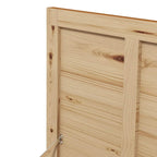 Light brown wooden storage box interior panel with metal latch hardware