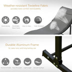 Charcoal grey lounge chair with breathable mesh fabric and aluminum frame