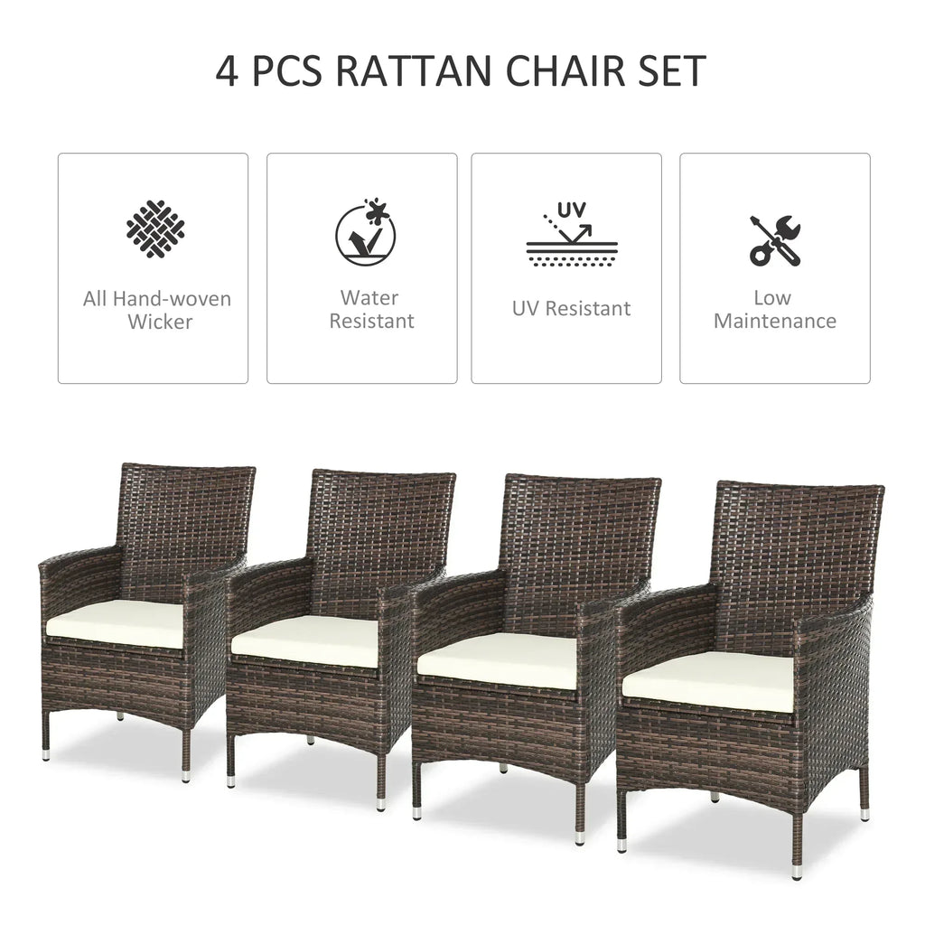 4 PC Rattan Chair Set, Patio Sofa Chairs Set, Cushioned Outdoor Rattan Furniture - Bobobiy
