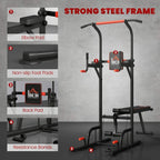 Black steel power tower with elbow pads, non-slip foot pads, and back pad