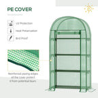 Green portable mini greenhouse with black metal racks and PE cover with reinforced edges
