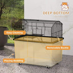 Deep-bottom two-tier hamster cage with removable buckle base design