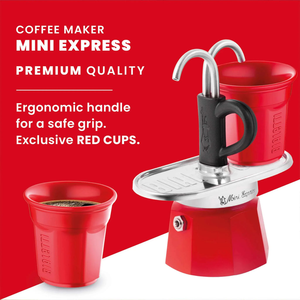 Bialetti Mini Express 'R' Double Serve (2 Cups & 2 Cup Coffee Maker) - Bobobiy