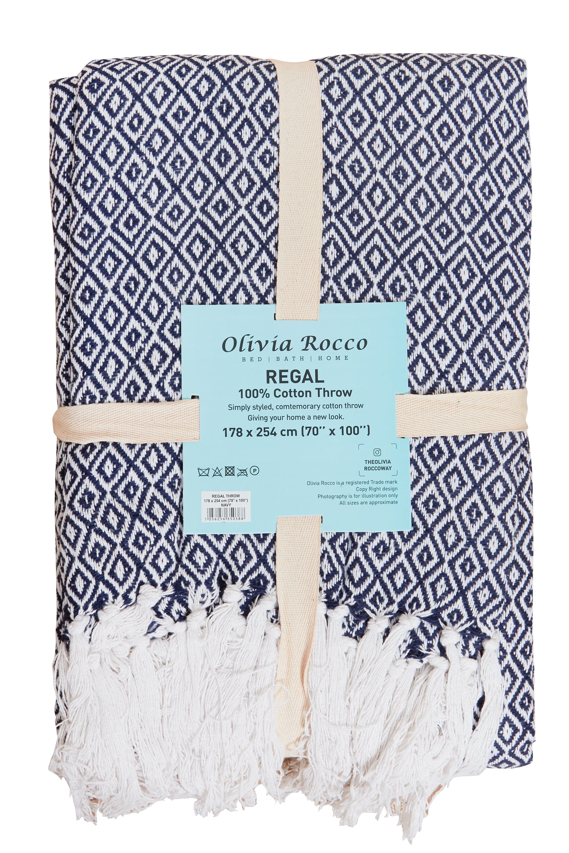 Regal Handwoven Pure Cotton Throw Blanket with Diamond Geometric Pattern Eco-Friendly Durable Bedspread Sofa Cover in Multiple Sizes