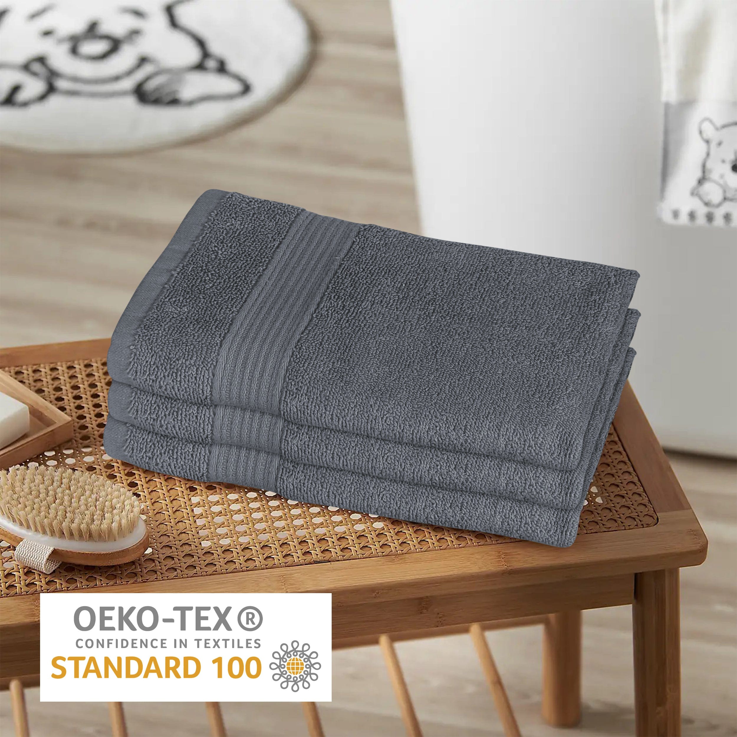 Rhodes Towel Grey 100% Cotton Hotel Quality Soft Super Absorbent Hand Bath Towels, Sheets & Face Cloths