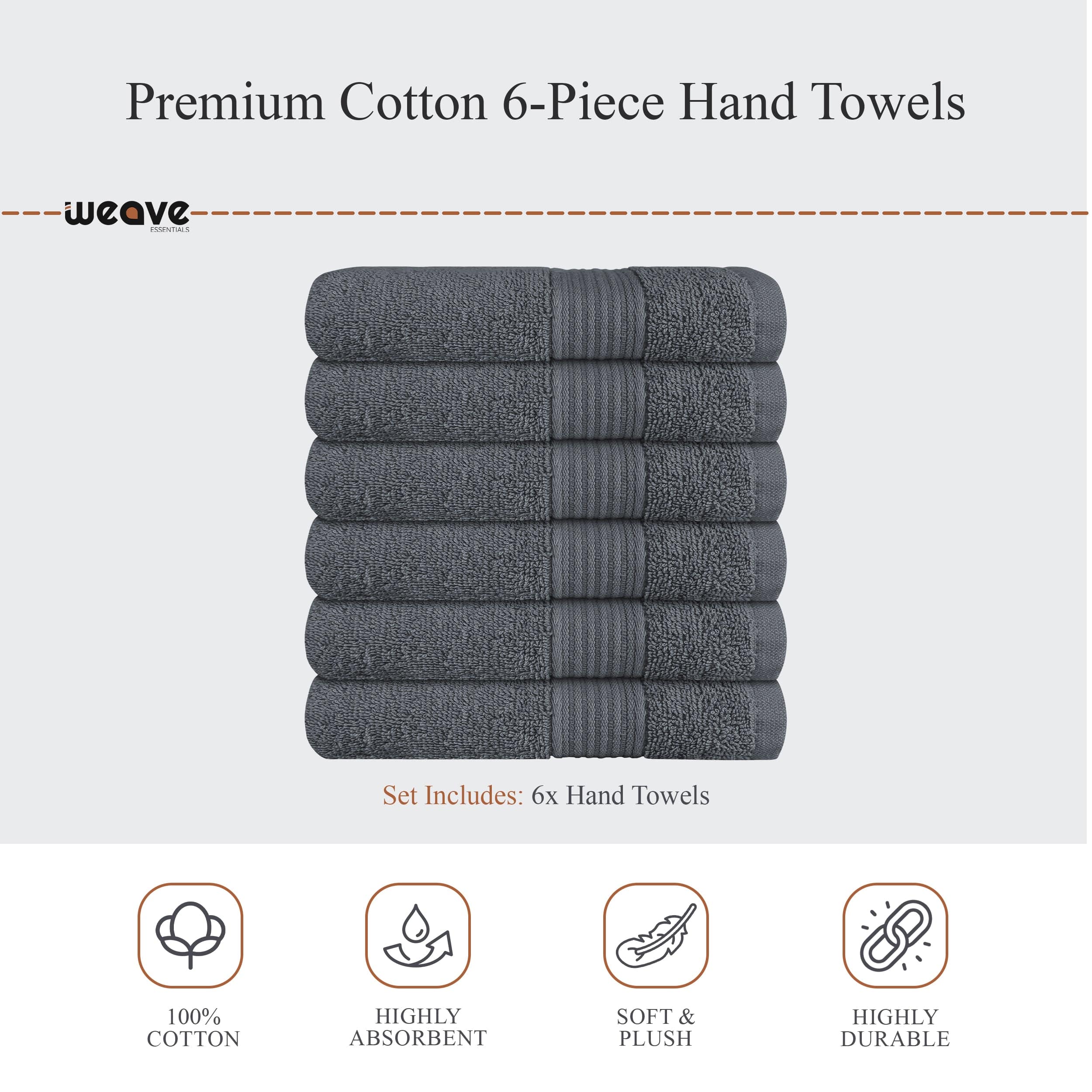 Rhodes Towel Grey 100% Cotton Hotel Quality Soft Super Absorbent Hand Bath Towels, Sheets & Face Cloths