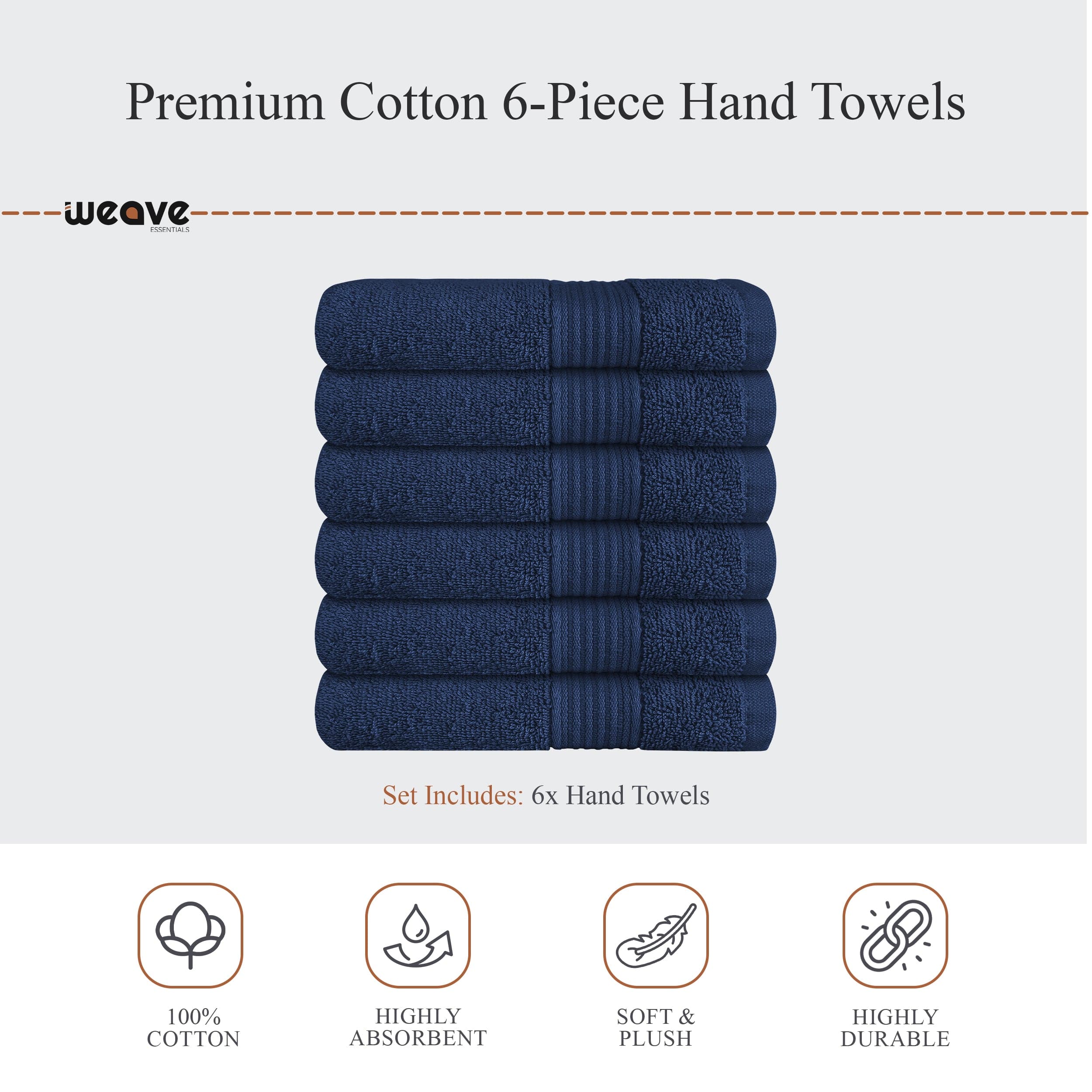 Rhodes Towel Royal Blue 100% Cotton Hotel Quality Soft Super Absorbent Hand Bath Towels, Sheets & Face Cloths