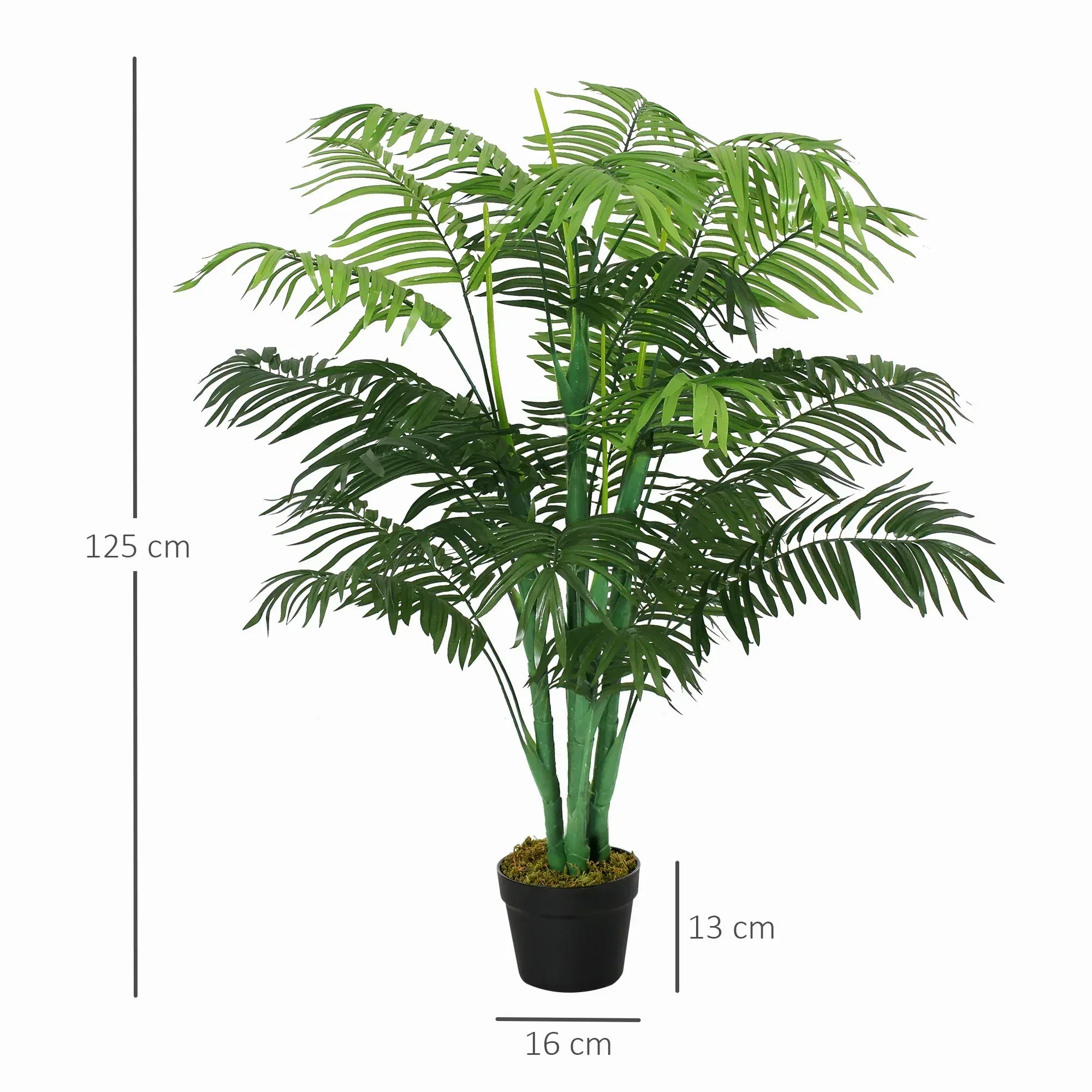 2 Pack Artificial Plant Palm Tree in Pot, Fake Plants for Home Indoor Outdoor Decor, 125cm, Green - Bobobiy