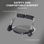 Padded black ab crunch trainer with thick arm rests and sturdy base feet for support.