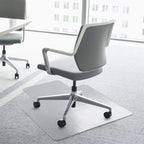 Office chair on clear chair mat for carpeted floors, rectangular with rounded corners