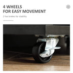 Black filing cabinet swivel caster wheel with metal bracket detail