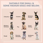 Dog bed size suitability graphic with small and medium dog silhouettes