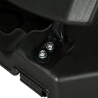 Black padded base corner with two silver bolts and mounting hardware