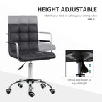 Black mid-back makeup vanity chair with adjustable height base and armrests