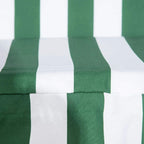 Close-up of green and white striped swing bench cushion fabric