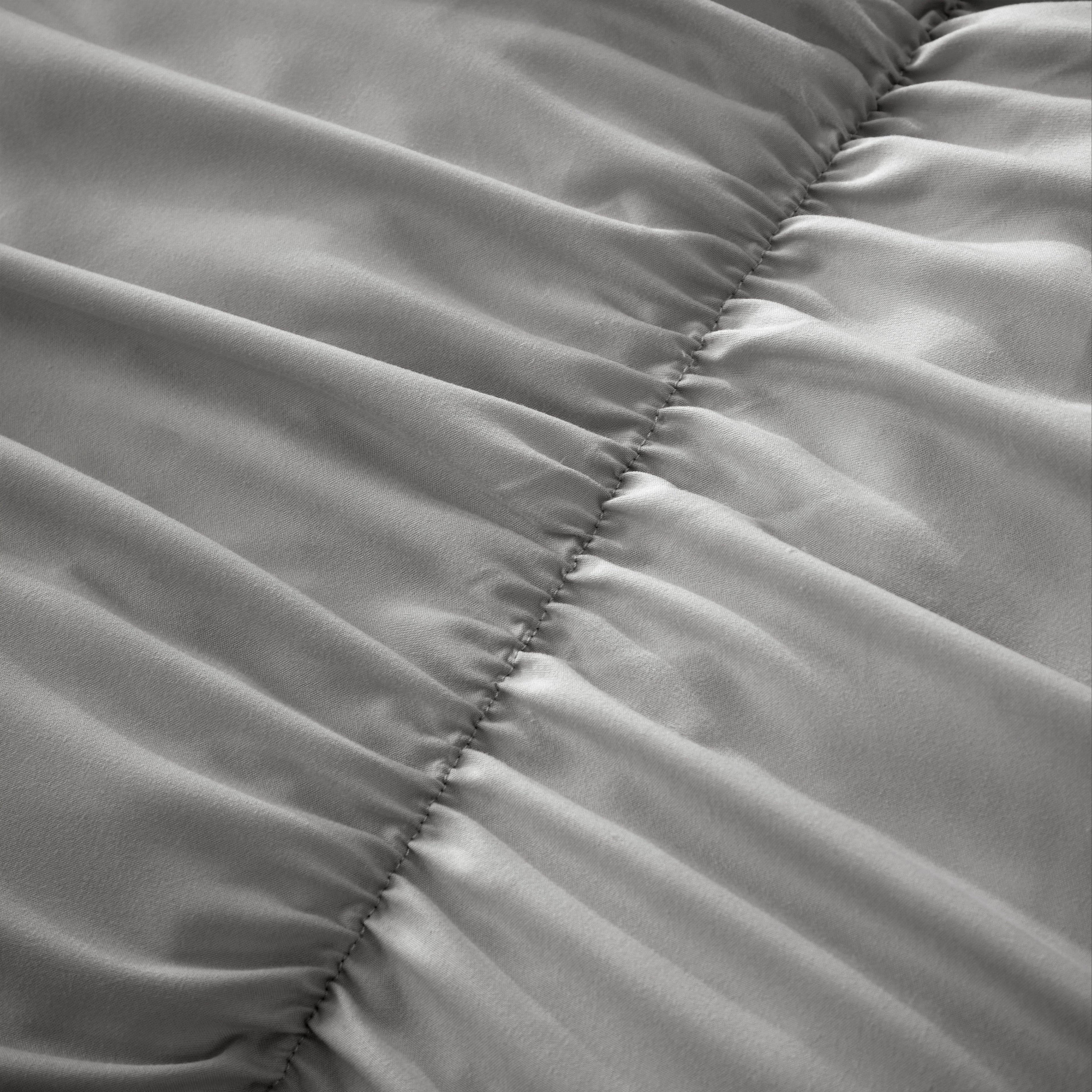 Ruched Grey Microfibre Duvet Cover Set with Pillowcases Ruffle Bedding Super Soft Easy Care Quilt Bed Linen
