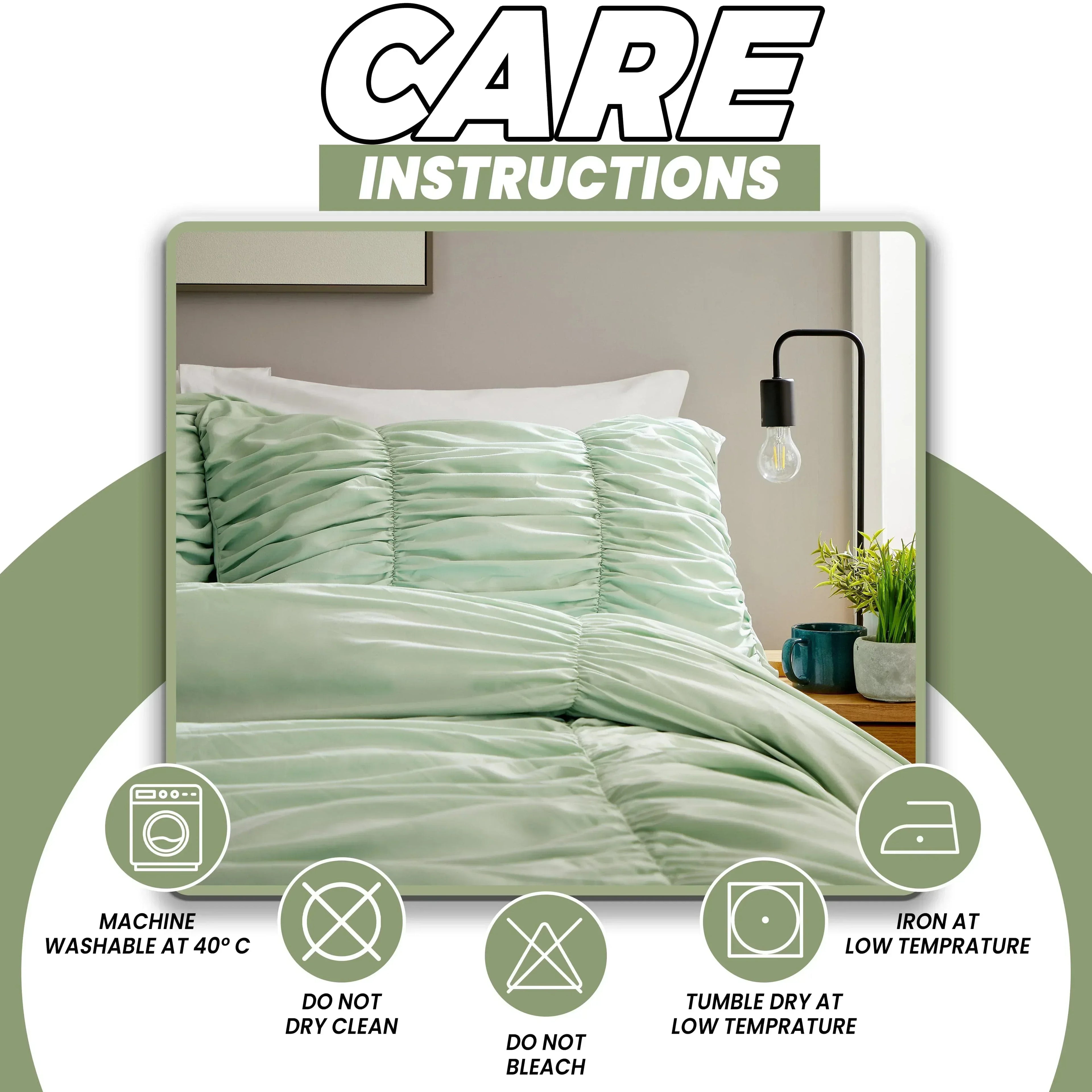 ruched-sage-green-cotton-rich-duvet-cover-set-with-pillowcases-ruffle-bedding-super-soft-easy-care-quilt-bed-linen-by-olivia-rocco-duvet-cover-1175689756 - Bobobiy