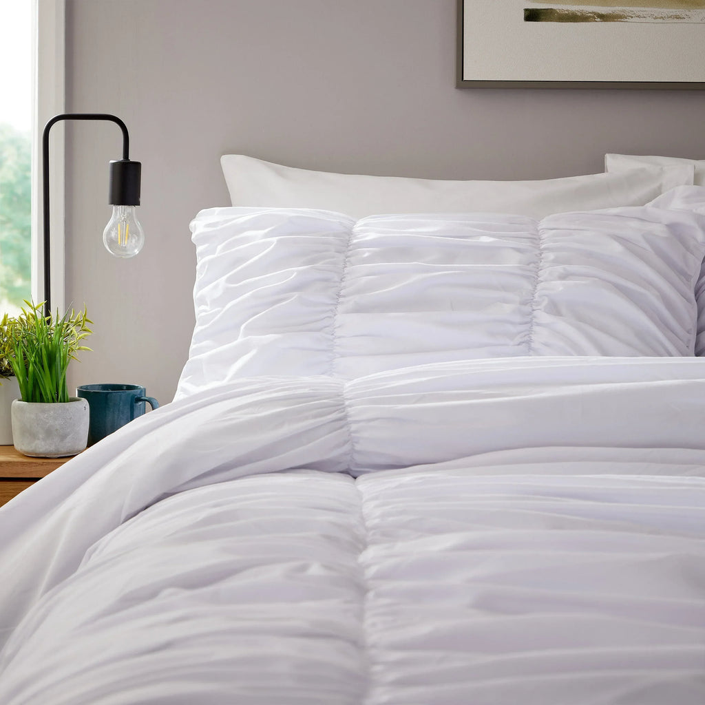 ruched-white-cotton-rich-duvet-cover-set-with-pillowcases-ruffle-bedding-super-soft-easy-care-quilt-bed-linen-by-olivia-rocco-duvet-cover-1175675911 - Bobobiy