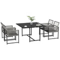 Five-Piece Metal Dining Set, with Folding Back Chairs, Light Grey - Bobobiy