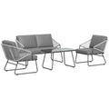 Four-Piece Rattan Strong Panel Outdoor Sofa Set - Grey - Bobobiy