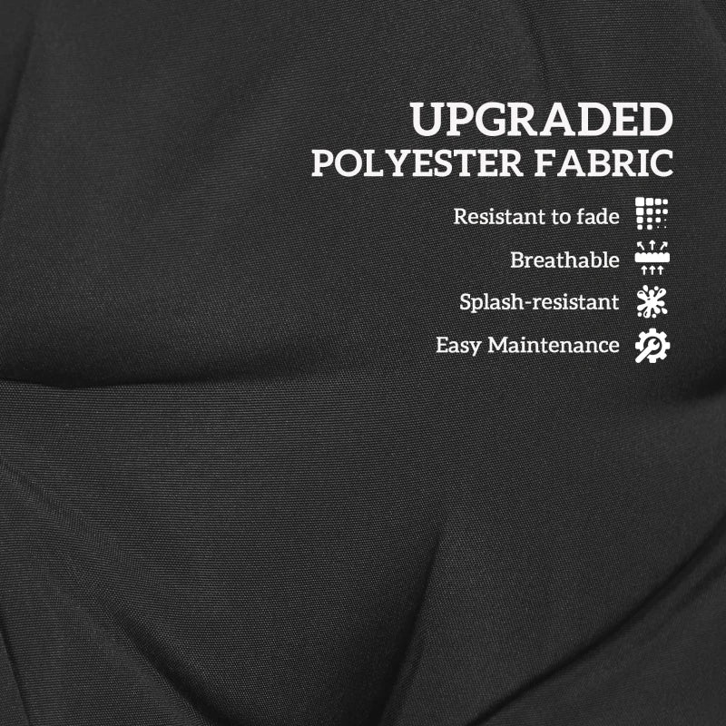 Black textured polyester cushion fabric close-up