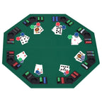 Green poker table top with card positions, chip slots, and game layout