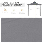 Grey flame-retardant polyester double-tier canopy fabric for BBQ gazebo shelter
