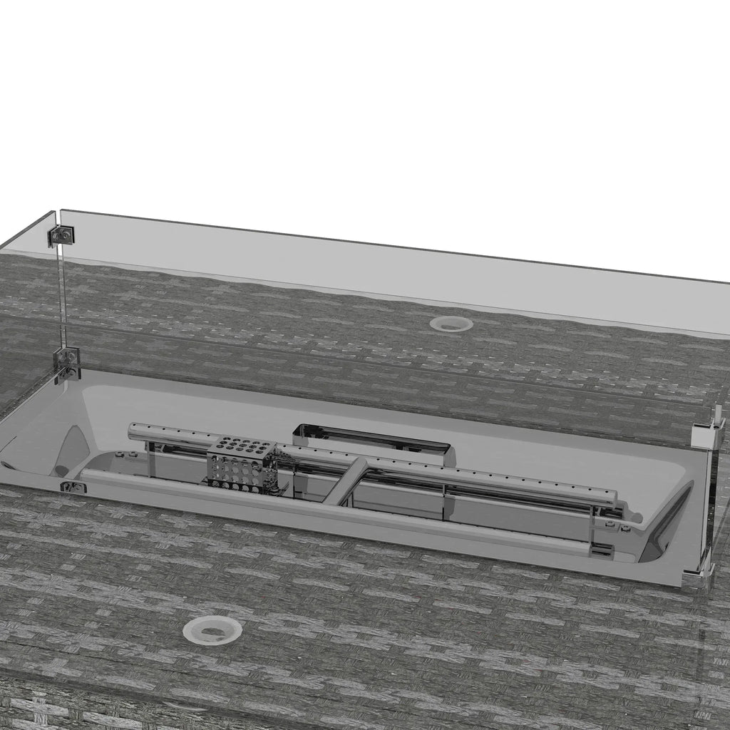 7 Pieces Outdoor Rattan Garden Furniture with Fire Pit Table, 6 Seater Garden Table and Chairs with Cushions, Rattan Dining Set with Propane Heater Table, Windscreen, 50,000 BTU, Grey - Bobobiy