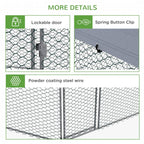 Chicken run door hardware close-up: lockable latch and spring button clip