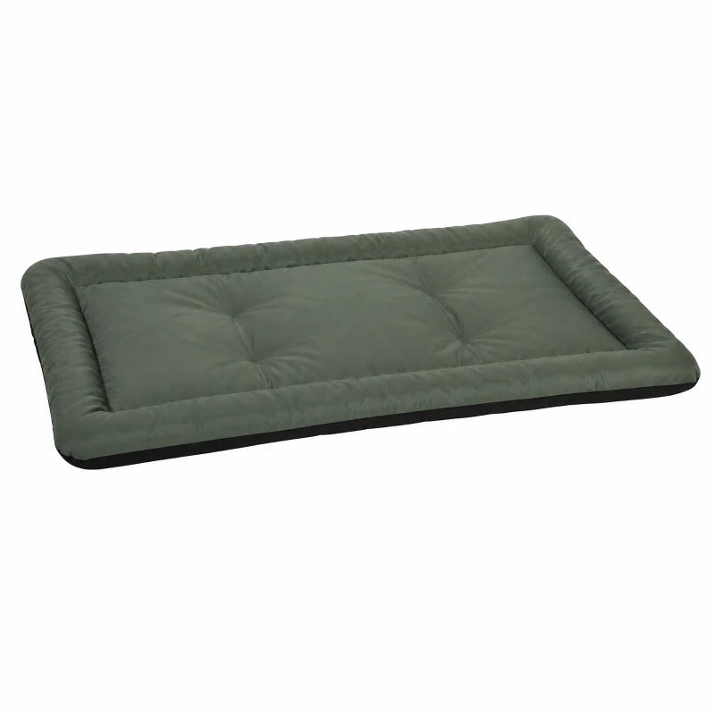 Green foldable dog bed with quilted cushion top