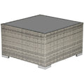 Square PE Wicker Rattan Table, with Glass Top - Light Grey - Bobobiy