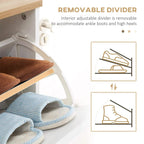 Shoe cabinet interior with removable divider for boots and high heels