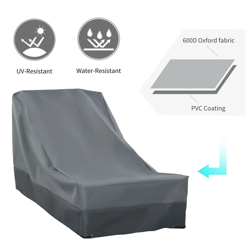 Dark gray patio chair cover made of water- and UV-resistant coated fabric