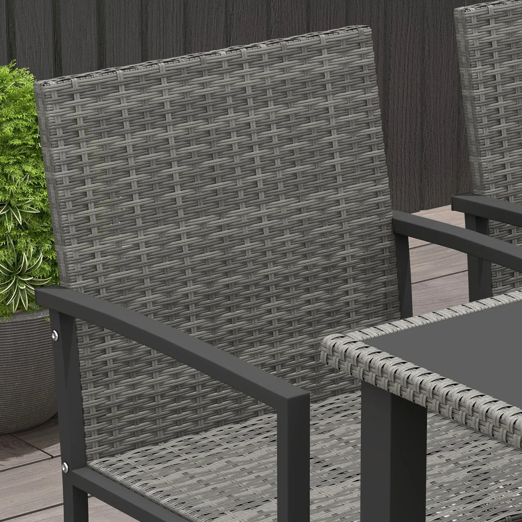 Outdoor Dining Set 5 Pieces Patio Conservatory with Tempered Glass Tabletop,4 Dining Chairs - Grey - Bobobiy