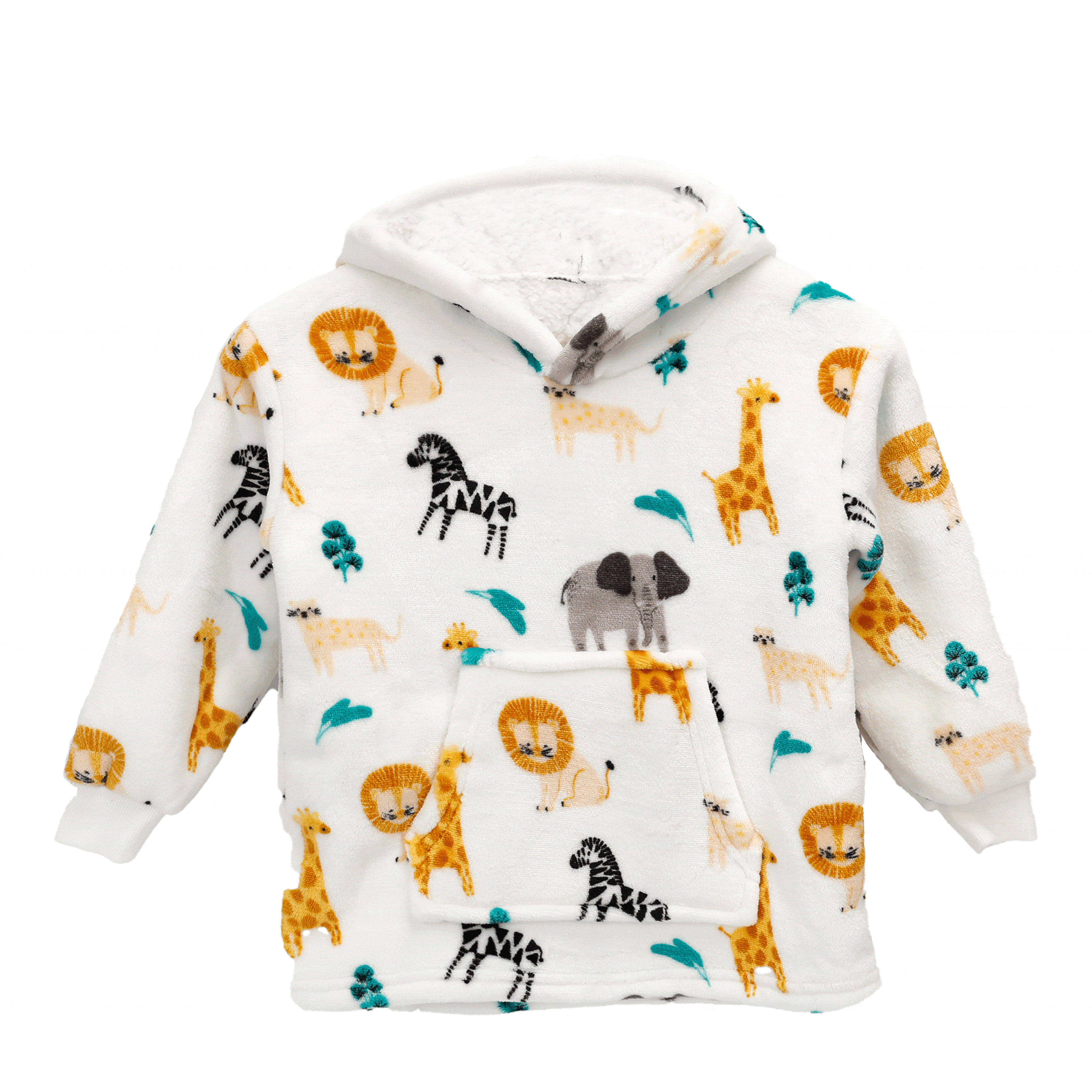 Safari & Sloth Infant Hooded Blanket with Pocket for Toddlers Ages 0-2 Warm Unisex Loungewear