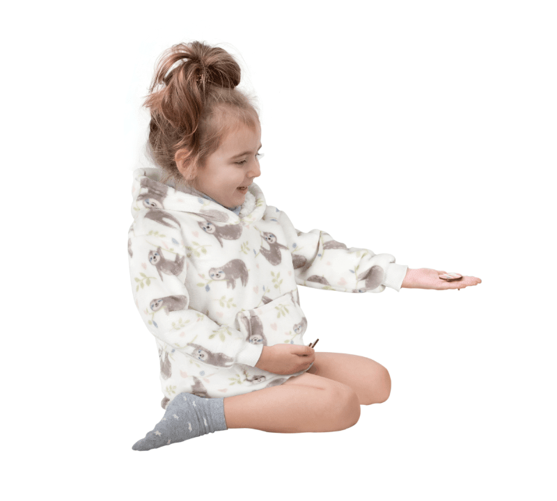 Safari & Sloth Infant Hooded Blanket with Pocket for Toddlers Ages 0-2 Warm Unisex Loungewear