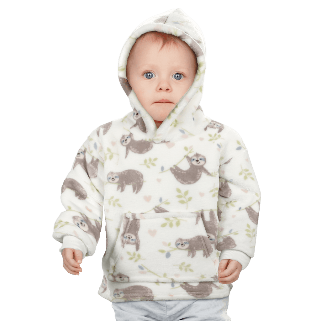 Safari & Sloth Infant Hooded Blanket with Pocket for Toddlers Ages 0-2 Warm Unisex Loungewear