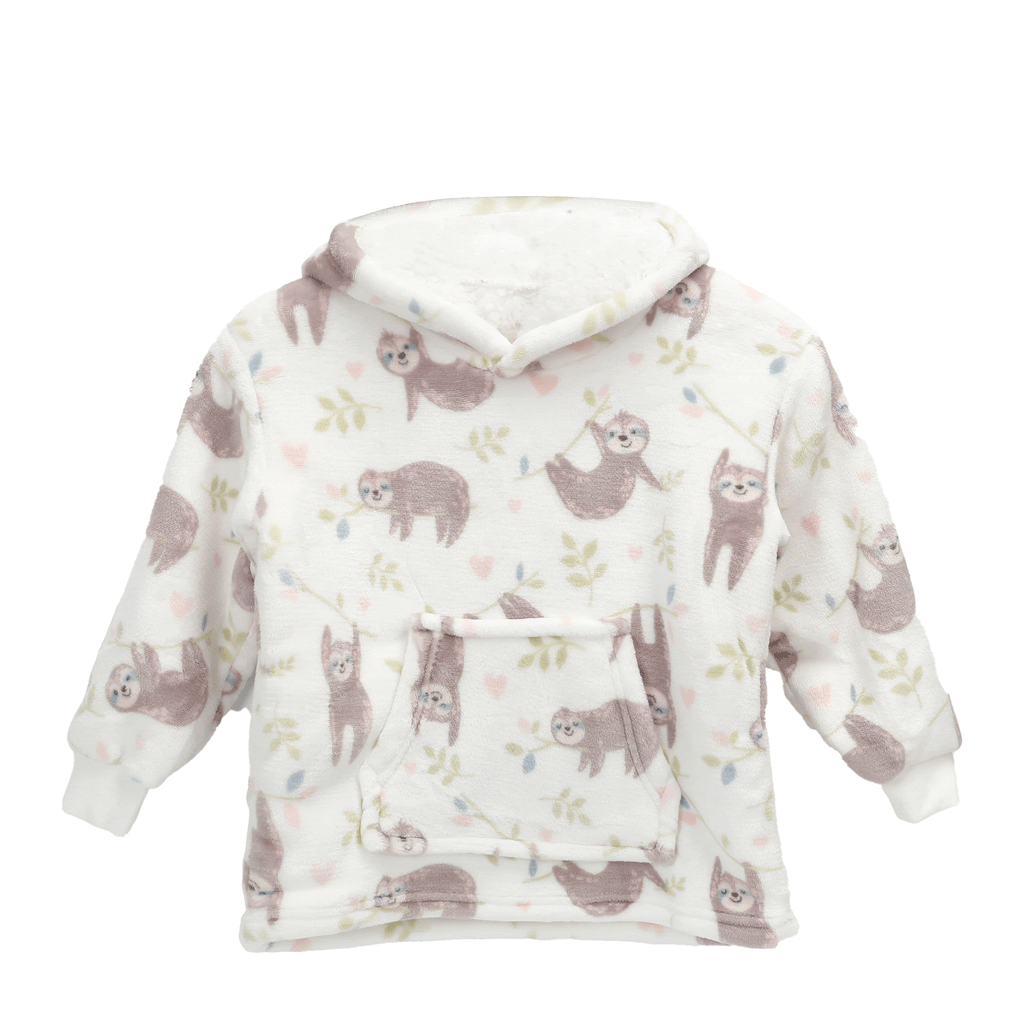 Safari & Sloth Infant Hooded Blanket with Pocket for Toddlers Ages 0-2 Warm Unisex Loungewear