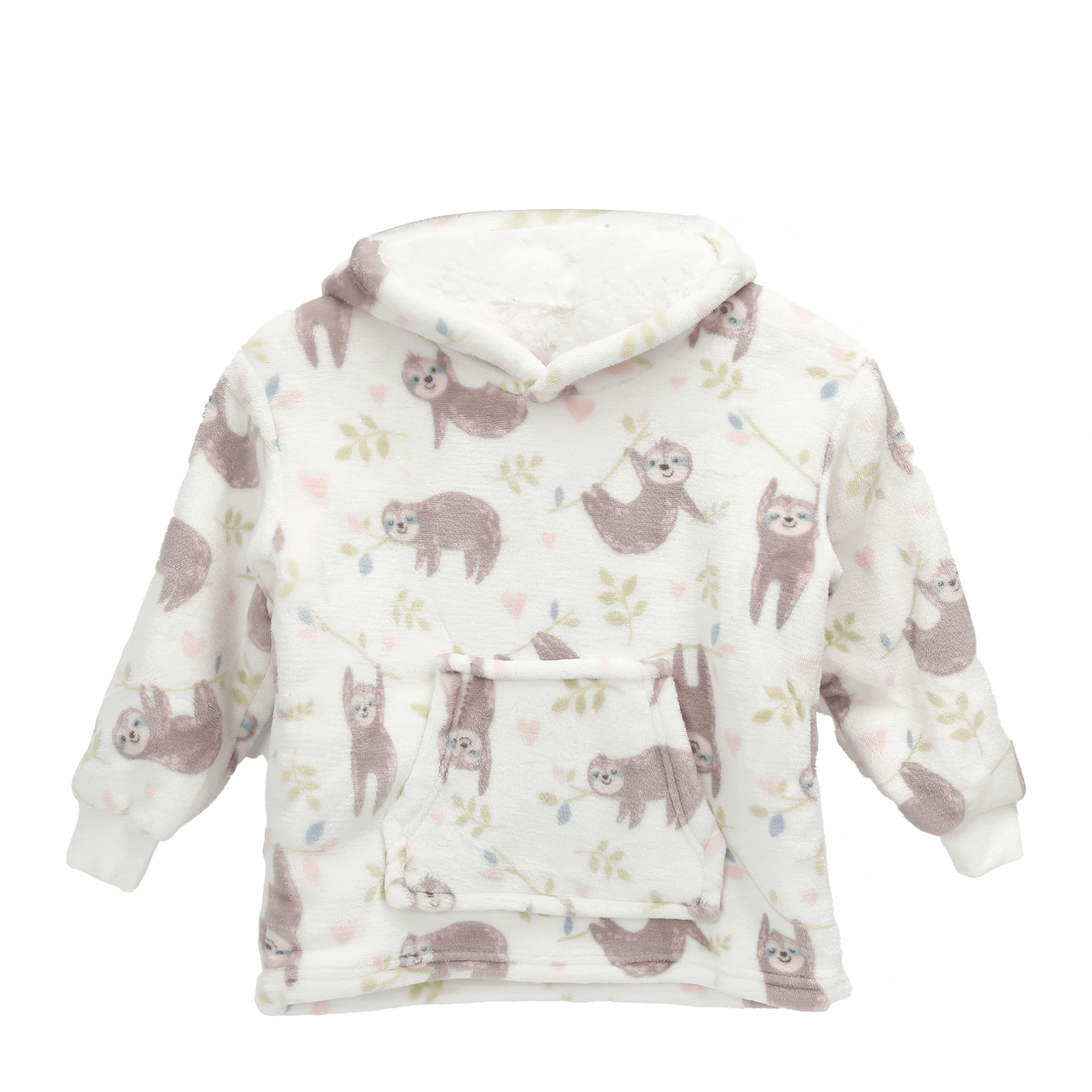 Safari & Sloth Infant Hooded Blanket with Pocket for Toddlers Ages 0-2 Warm Unisex Loungewear