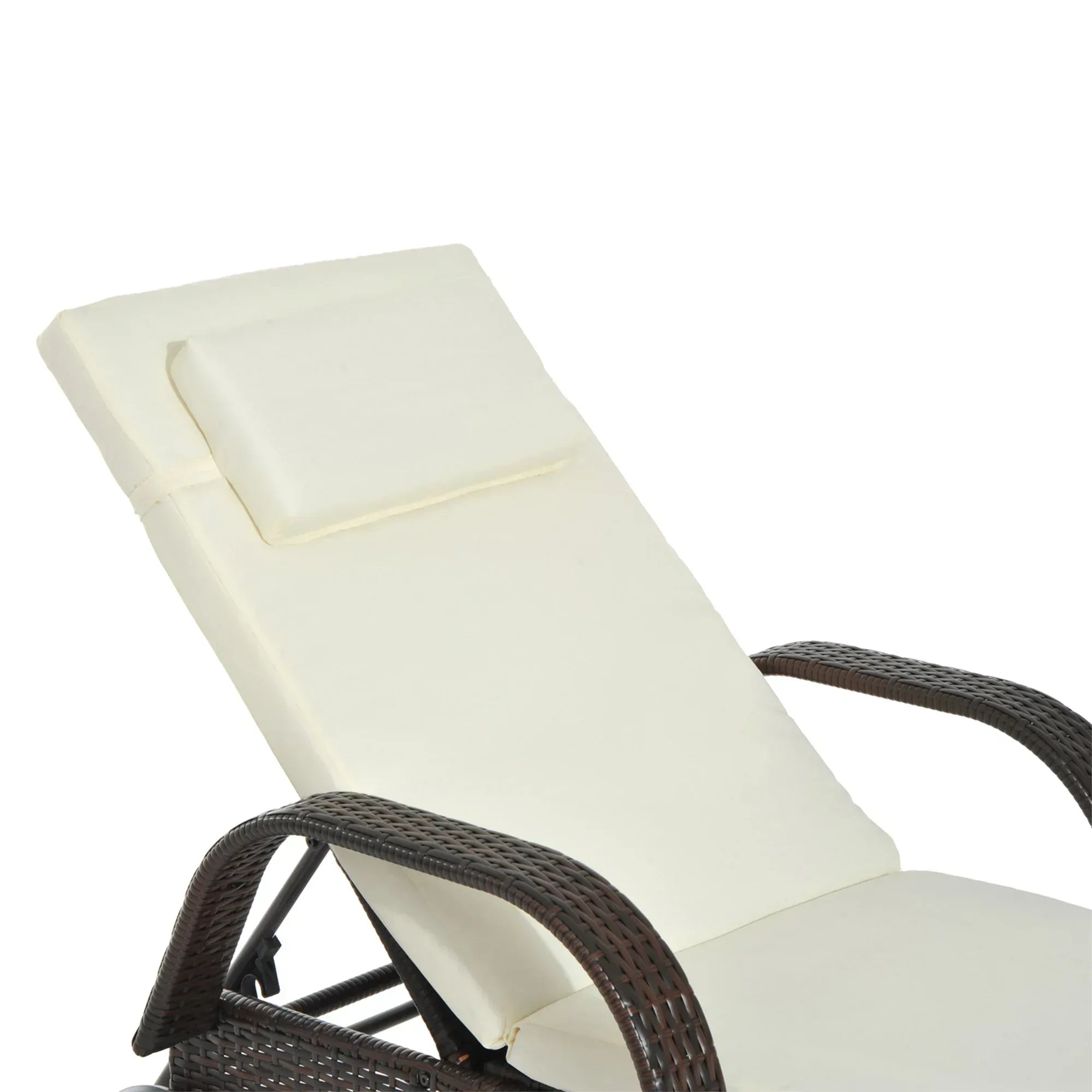 Brown Rattan Sun Lounger w/ Adjustable Steel Frame,200Lx73Wx56-103H cm - Bobobiy
