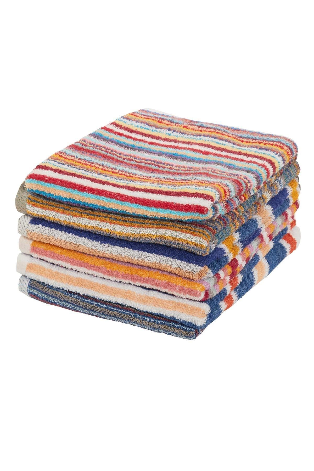 set-of-6-eco-friendly-striped-towels-100-percent-recycled-cotton-quick-dry-absorbent-for-gym-beach-travel-home-assorted-colours-by-olivia-rocco-towels-766700421 - Bobobiy