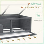 Grey wooden hamster cage bottom with sliding tray for easy cleaning
