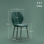 Single emerald green flannel dining chair with quilted low back and thick cushioned seat