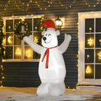 Standing red-and-white inflatable bear holiday lawn decoration with red scarf
