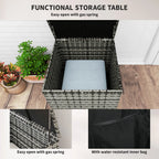 Outsunny 6-Piece Rattan Garden Set, 7-Seater Wicker Outdoor Furniture Set with Storage Tea Table & Side Table
