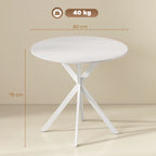 White round table top on tripod legs with 80 cm tabletop width