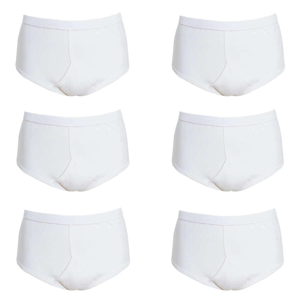 Pack of 6 Men's Cotton Y Front Briefs Comfortable Breathable Underwear with Soft Stretch Waistband Hypoallergenic Durable
