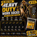 6 Pairs Mens Heavy Duty Work Socks Cushion Sole Reinforced Toe Heel Durable Black Boot Sock for Construction Outdoor Jobs Walking Sizes UK 6-11 EUR 39-45