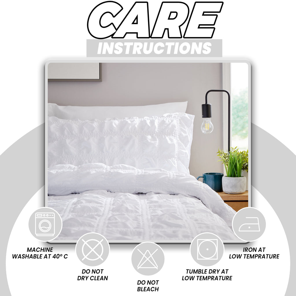 Soho White Microfibre Duvet Cover Set with Pillowcases Quilted Super Soft Easy Care Bedding Bed Linen Set